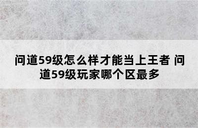 问道59级怎么样才能当上王者 问道59级玩家哪个区最多